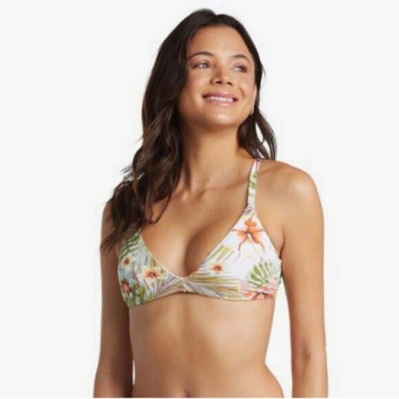 💕ROXY💕 Beach Classics Bikini Set ~ Tropical Floral Bright White Herbier XL NWT - Picture 4 of 14